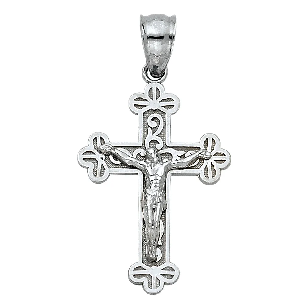 14K WHITE GOLD CROSS DESIGN CRUCIFIX