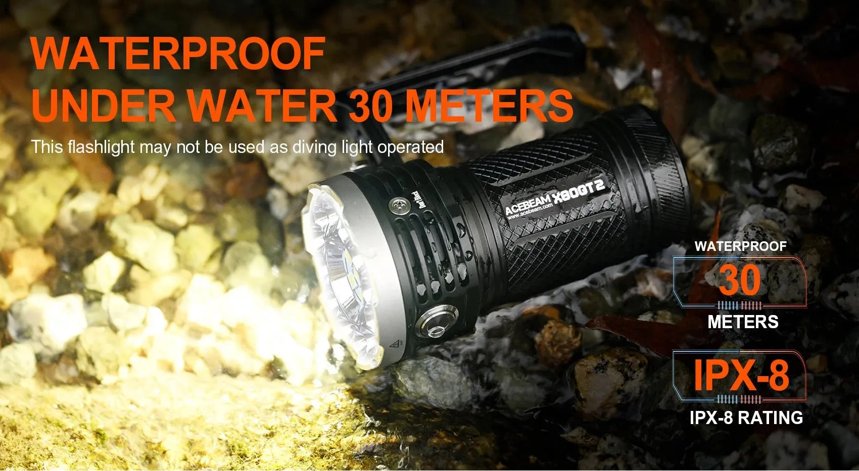 Acebeam X80GT 2 34000 Lumen Flashlight 18 x CREE XHP50.3 LEDs 4 x 18650 Batteries Include