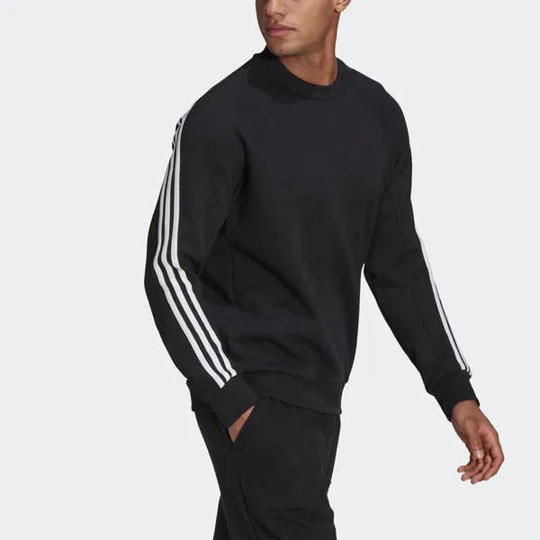 adidas M FI Crew Sportswear 3-Stripes Sweatshirt Black, black