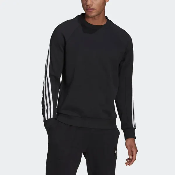 adidas M FI Crew Sportswear 3-Stripes Sweatshirt Black, black