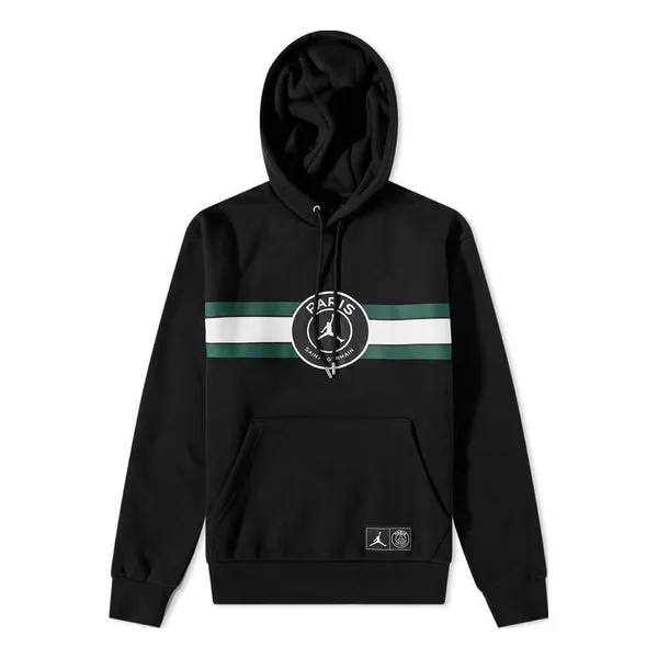 Air Jordan Paris Saint Germain Fleece Pullover Hoodies 'Black', black