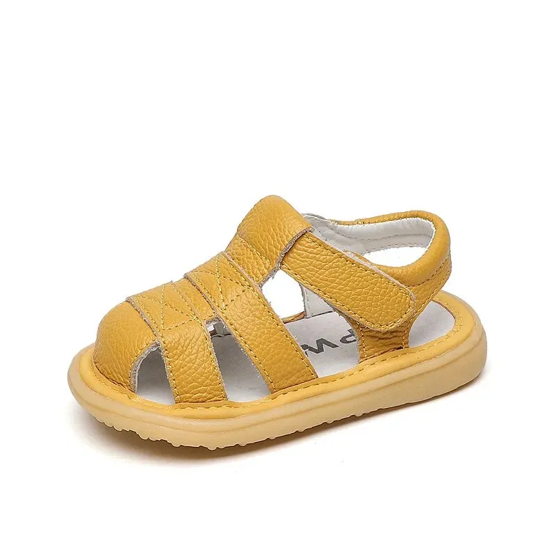 Baby Boys Summer Sandals Infant Anti-collision Toddler Shoes Soft Bottom Genuine Leather Sandals - BBSD50730