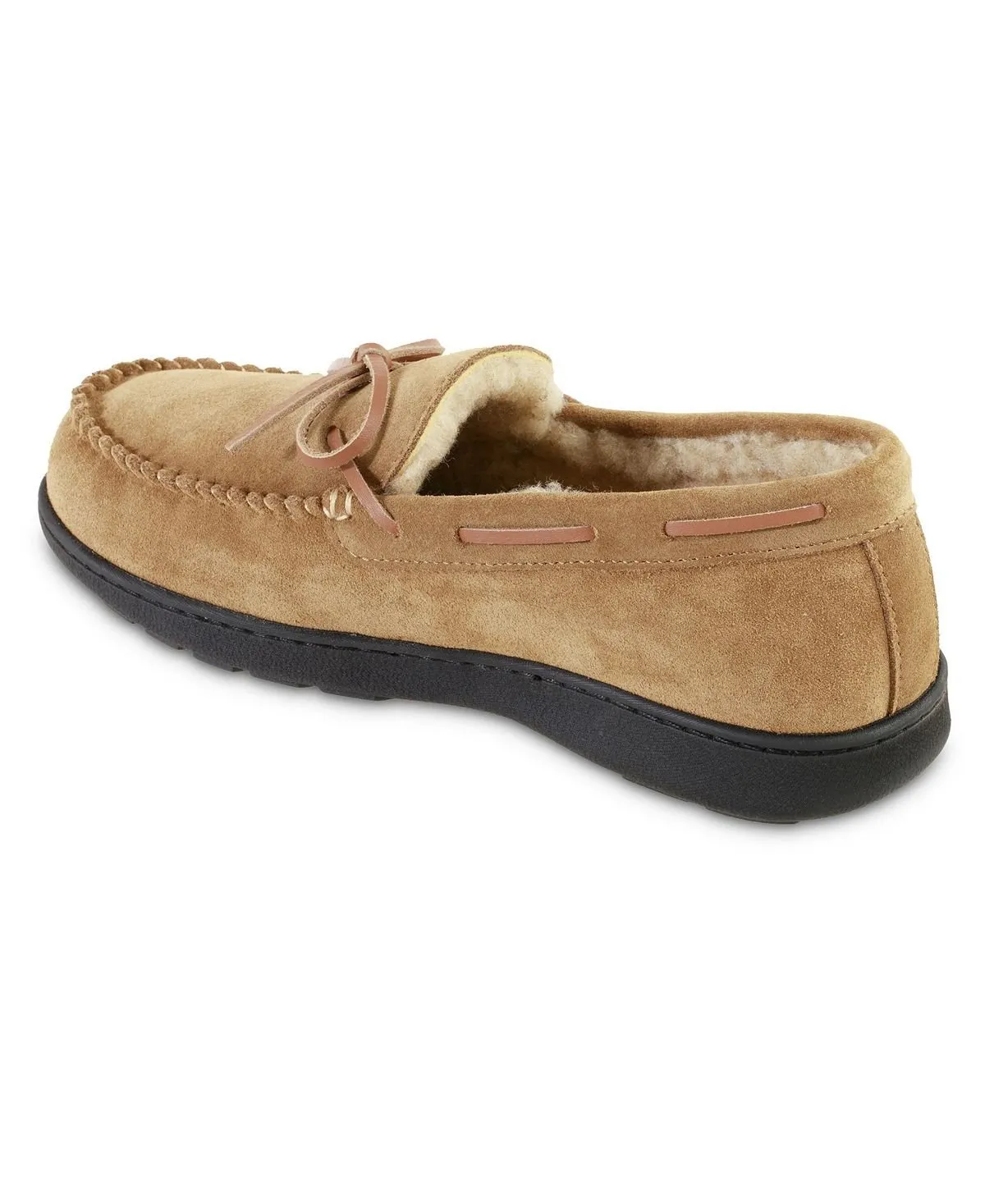 Branded men's comfort slippers made of natural suede with moccasins on Berber lining Isotoner , multi