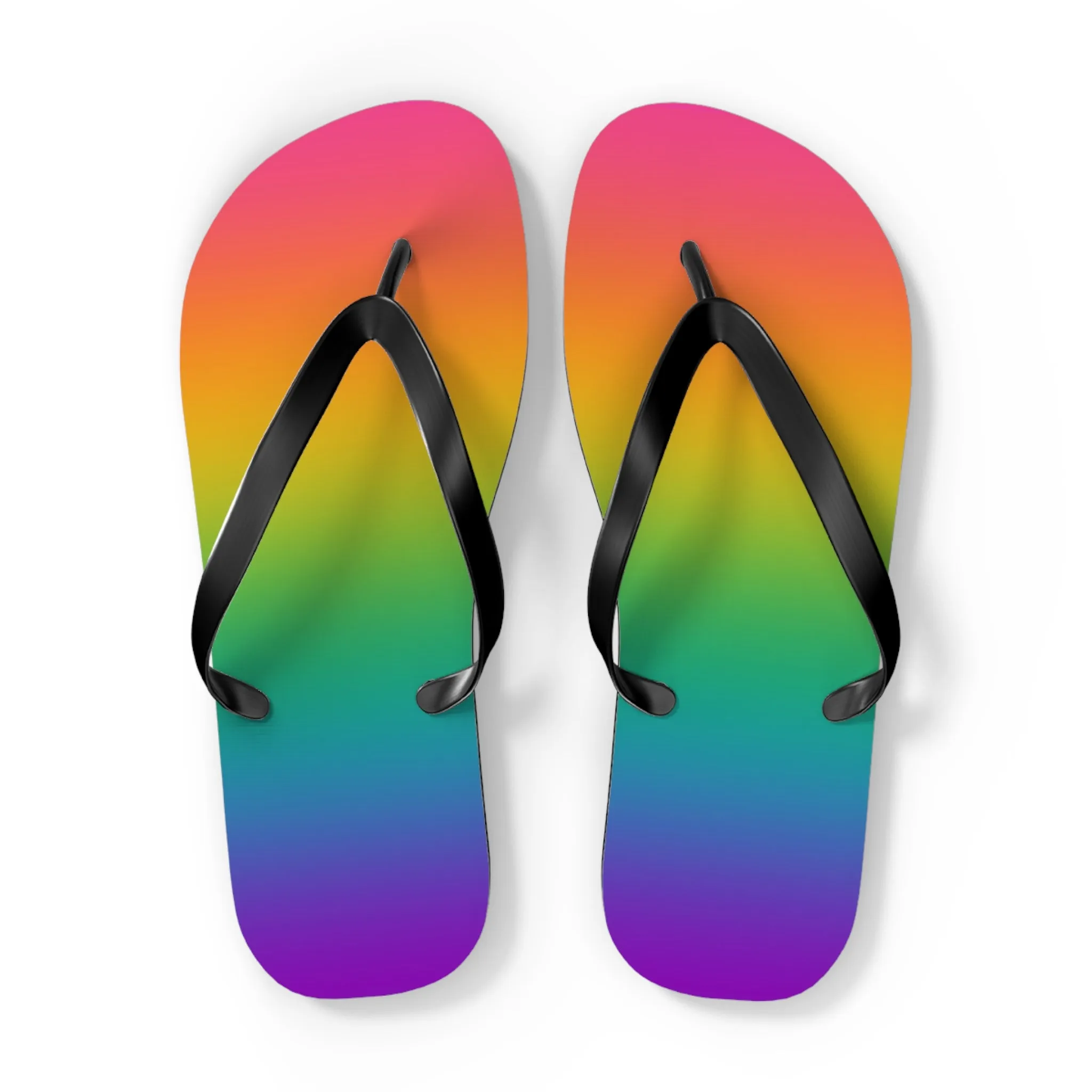 Bright Rainbow Ombre Pride Flip Flops