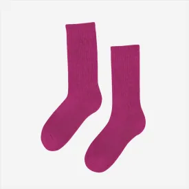 Classic Organic Active Crew Socks - Magenta Blaze