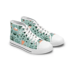 Cozy Cactus Potted Plants Women's High Top Sneakers