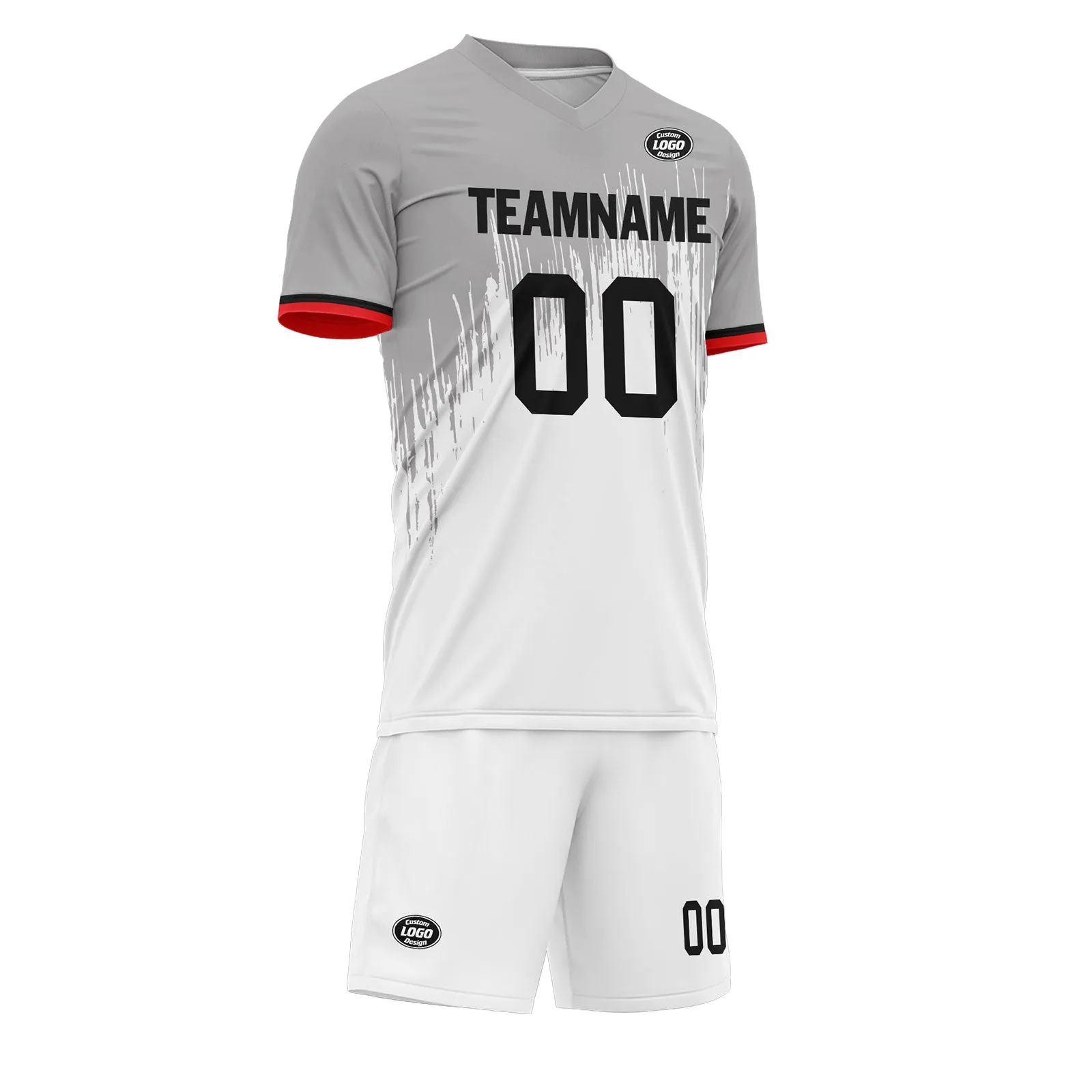 Custom Gray White Soccer Sets Jersey Personalized SCJ101-D28027