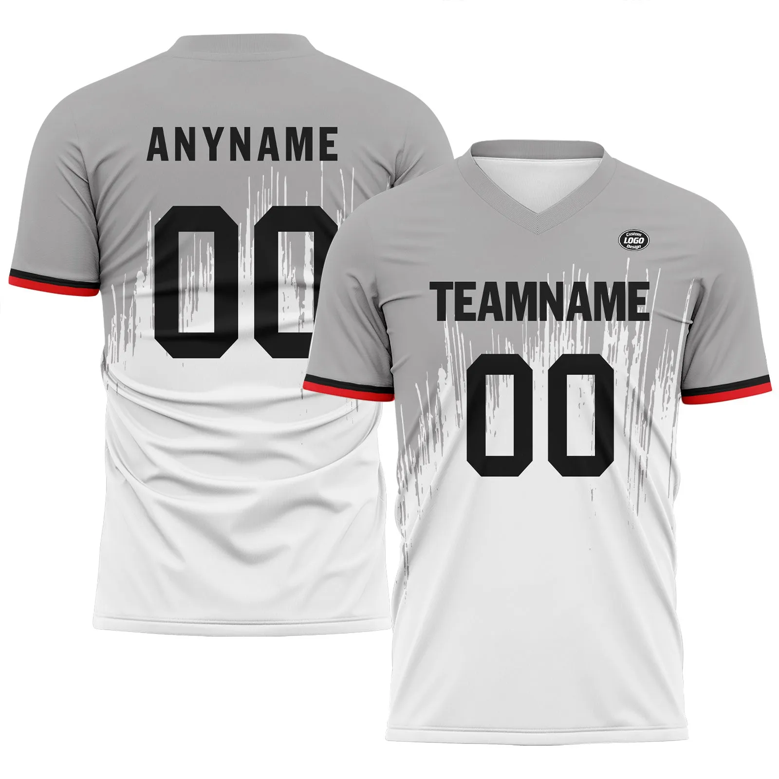 Custom Gray White Soccer Sets Jersey Personalized SCJ101-D28027