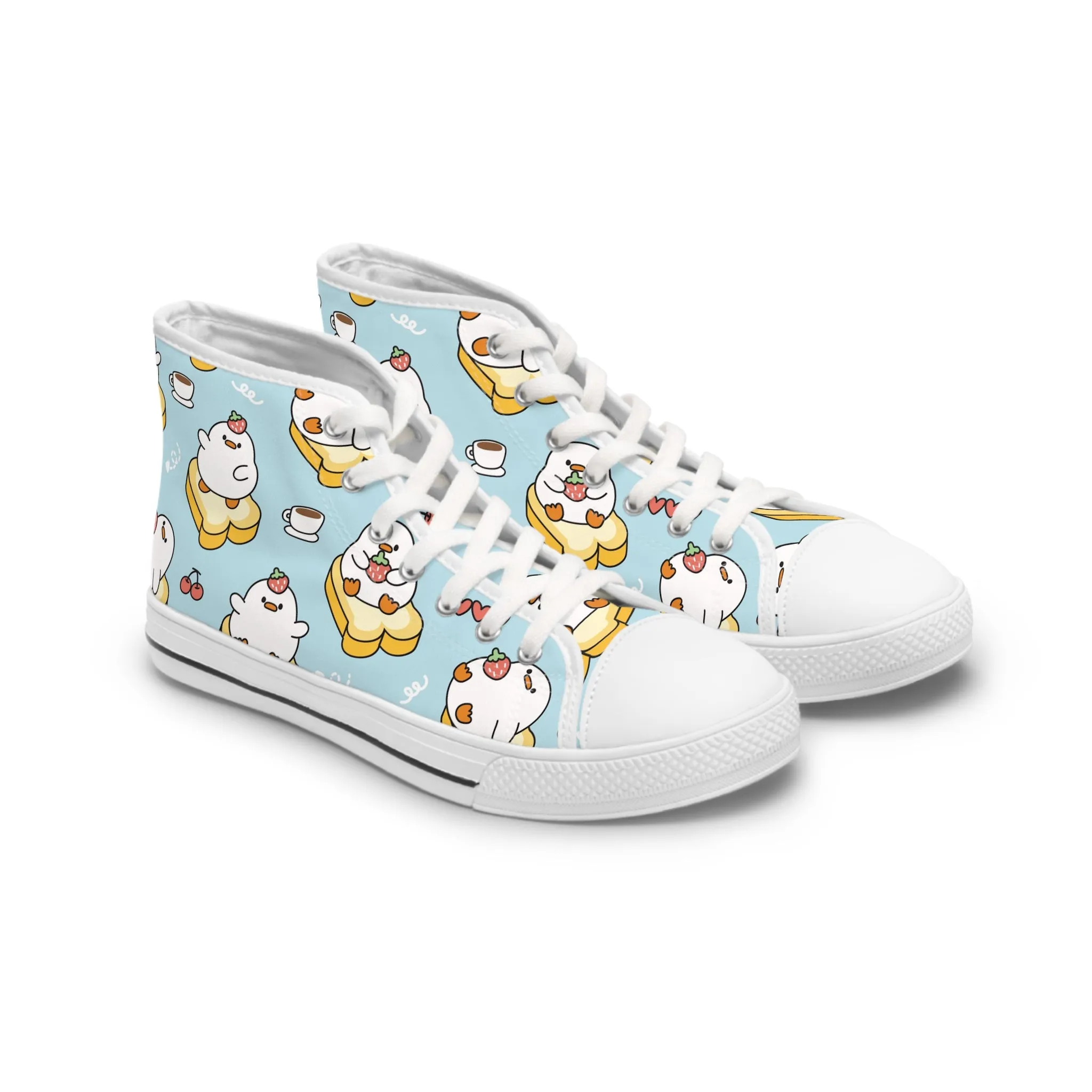 Cute Duck on Bread Women's High Top Sneakers