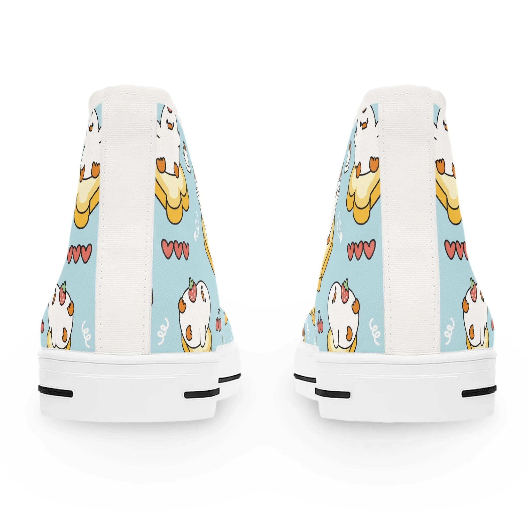 Cute Duck on Bread Women's High Top Sneakers