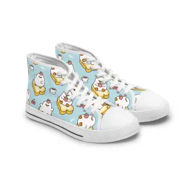 Cute Duck on Bread Women's High Top Sneakers