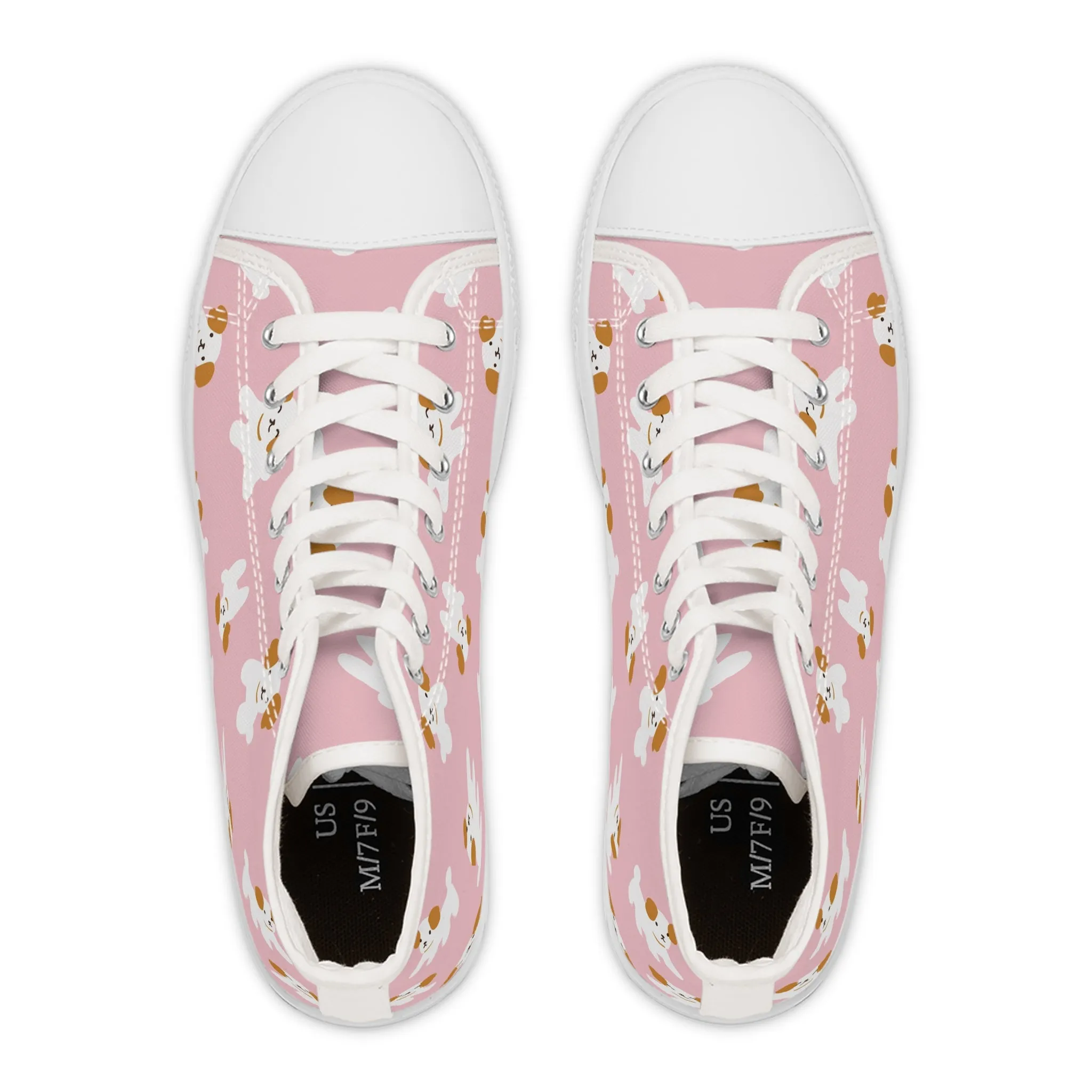 Cute Pink Dog Women's High Top Sneakers