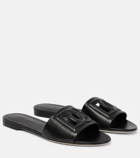 DG Dolce&Gabbana leather slides, black