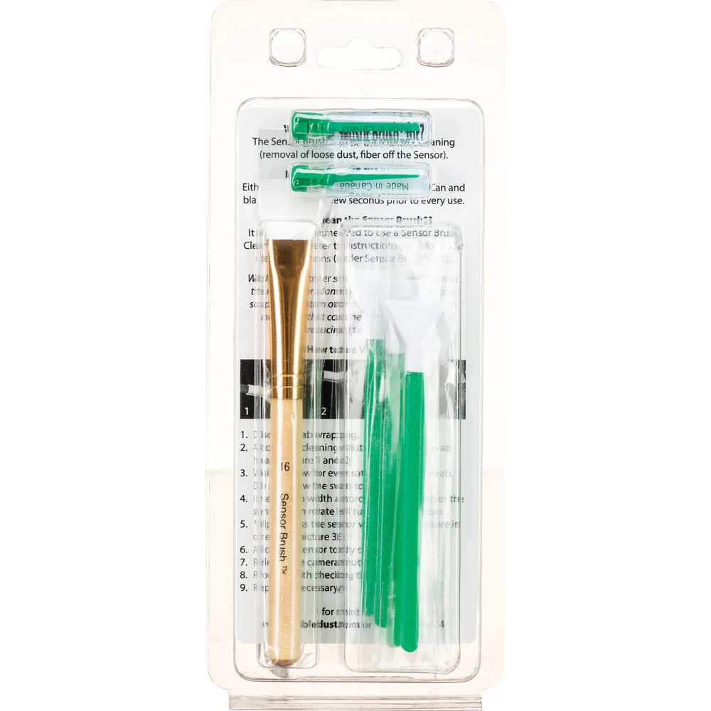 EZ Sensor Cleaning Kit PLUS - Sensor Clean (1.15ml)   5 Green 1.6x Vswabs   Sensor Brush