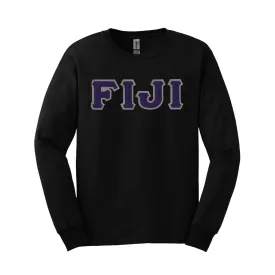 FIJI Black Long Sleeve Tee with Sewn On Letters