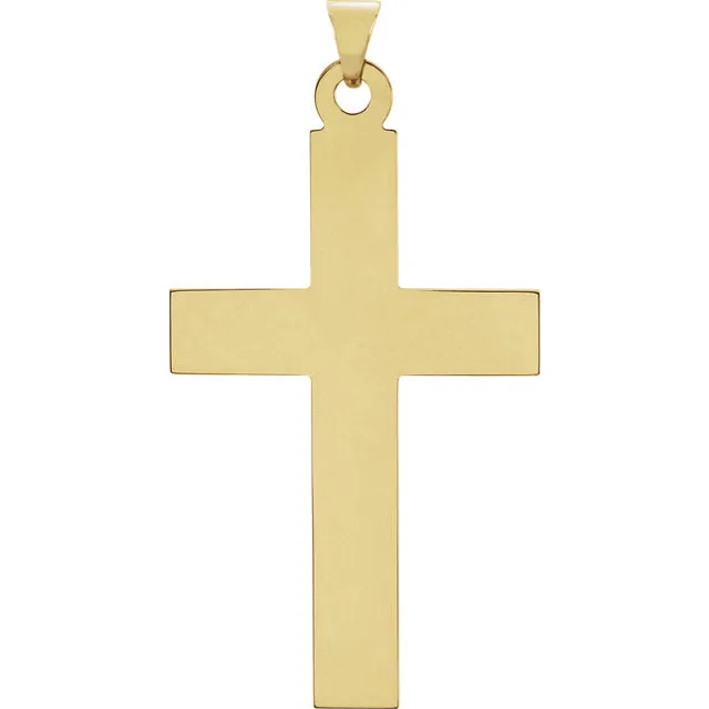 Fine Bold Christian Cross in Solid 14 Karat Yellow Gold