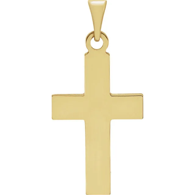 Fine Bold Christian Cross in Solid 14 Karat Yellow Gold