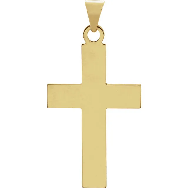 Fine Bold Christian Cross in Solid 14 Karat Yellow Gold