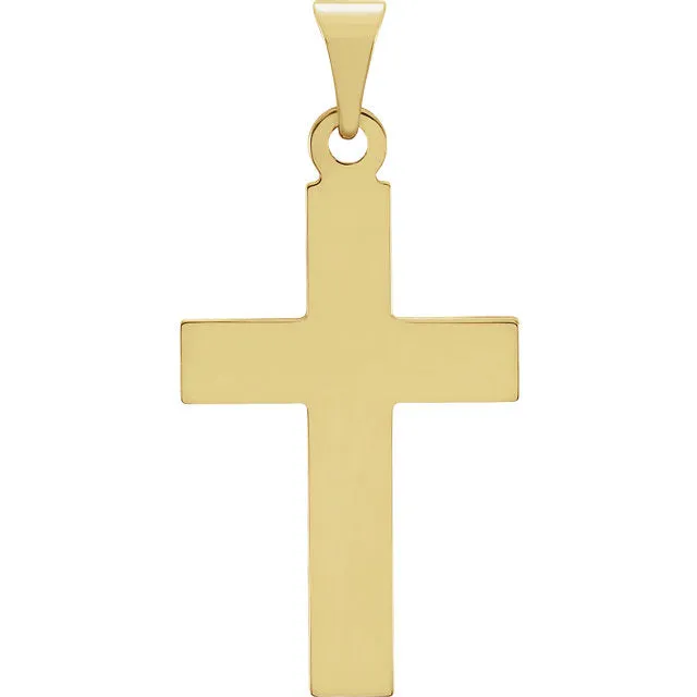 Fine Bold Christian Cross in Solid 14 Karat Yellow Gold