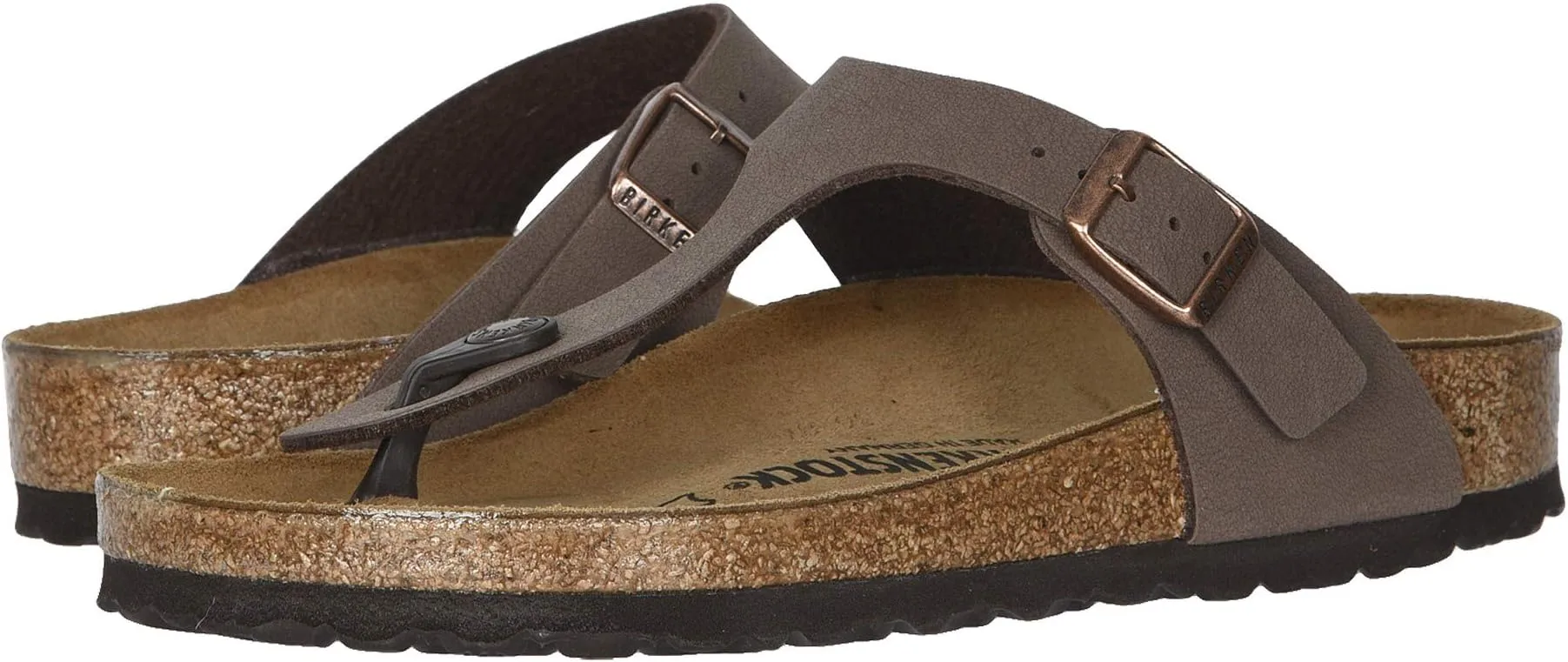 Gizeh slides - Birko-Flor & Birkibuc Birkenstock, color Mocha Birkibuc