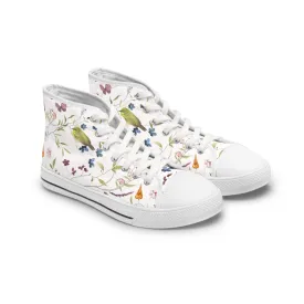 Green Bird FlowerWomen's High Top Sneakers