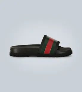 Gucci striped Web slides, black