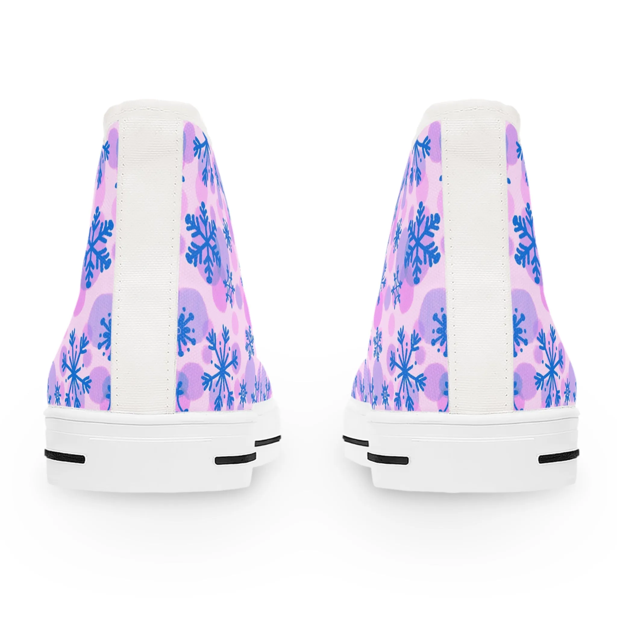 Icy Blue Snowflake Pattern Women's High Top Sneakers