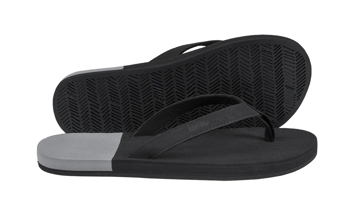 Indosole Essentials Flip Flops Men Color Block Black - Granite