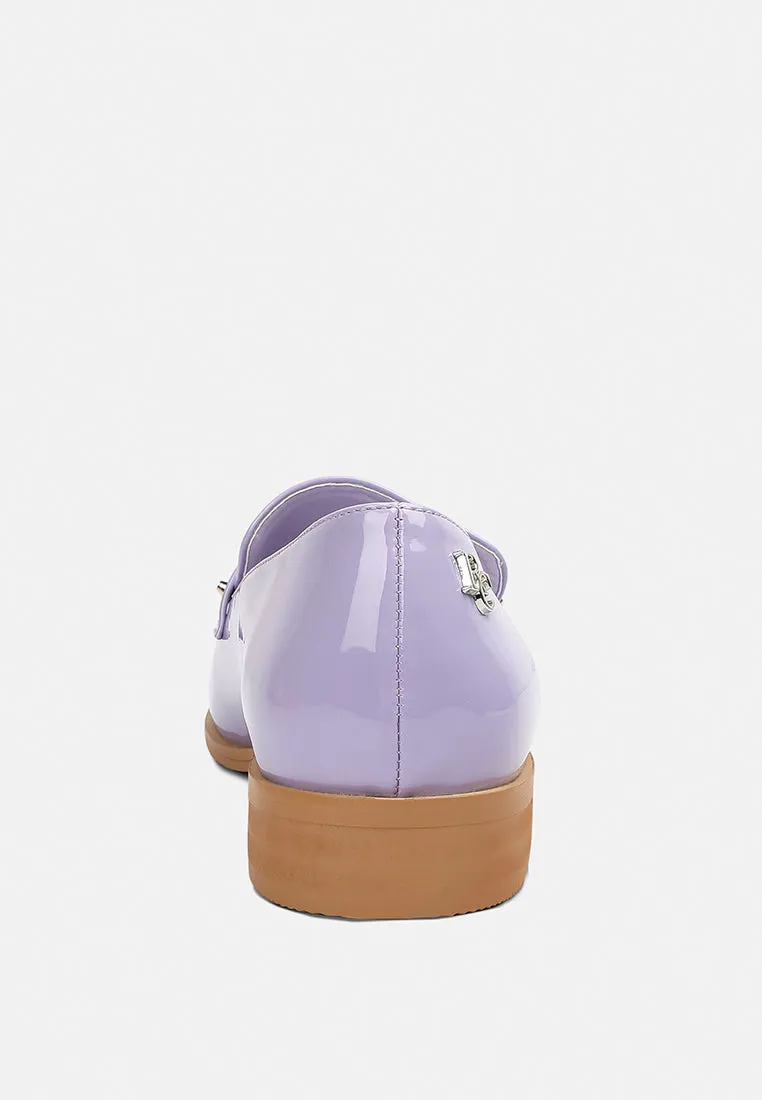 MEANBABE Semicasual Stud Detail Patent Loafers in Lilac