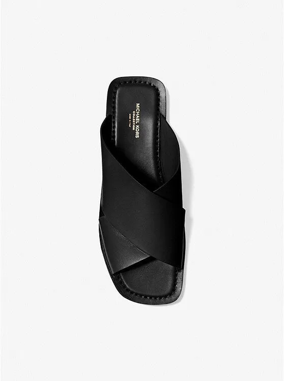 Michael Kors Collection Ruth leather slides, black