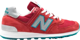 New Balance 574 sneakers, red/gray/blue