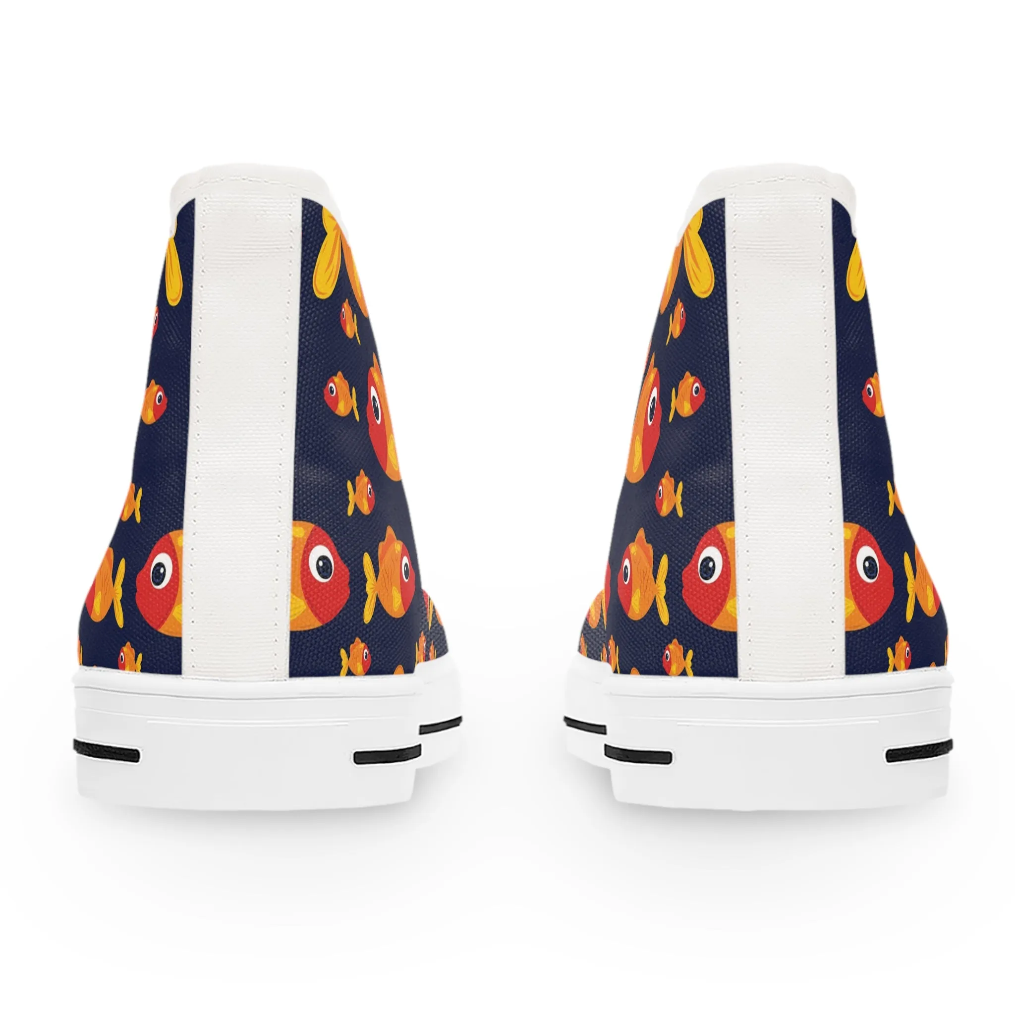 Orange and Red Fish Women's High Top Sneakers