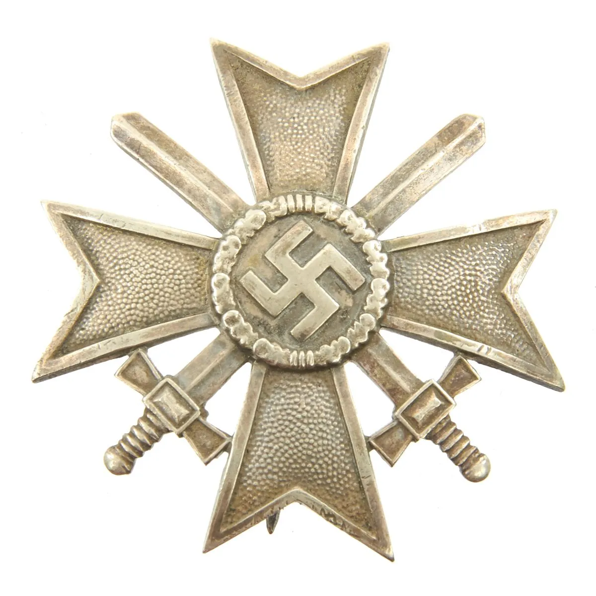 Original German WWII Vaulted War Merit Cross KvK 1st Class in Silver with Case by Wilhelm Deumer of Ludenscheid