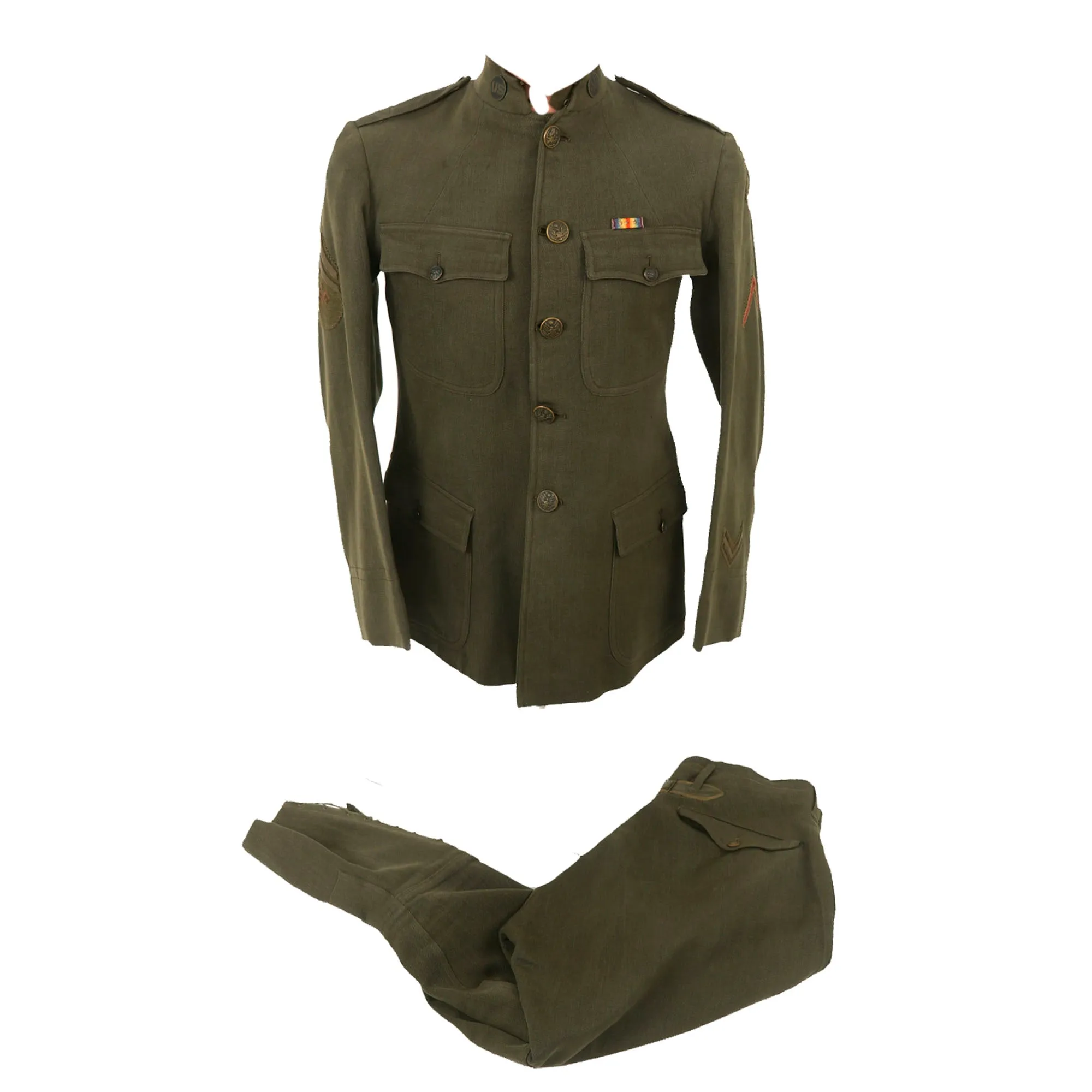 Original U.S. WWI 80th Division Uniform Jacket with Victory Ribbon and Breeches - 305th Field Signal Battalion