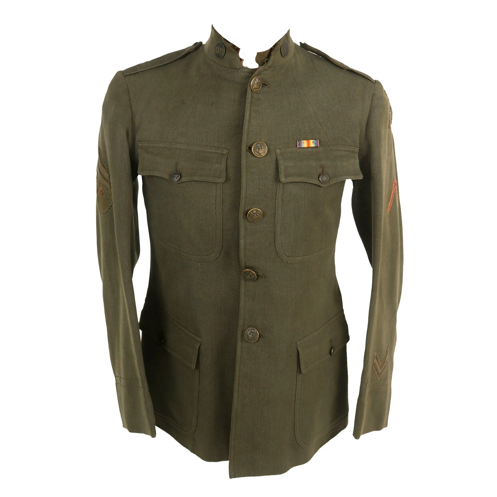 Original U.S. WWI 80th Division Uniform Jacket with Victory Ribbon and Breeches - 305th Field Signal Battalion