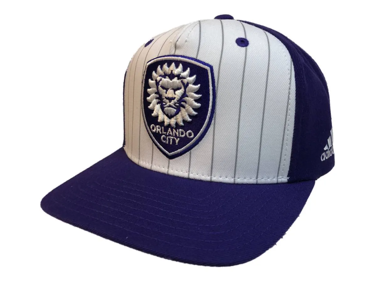 Orlando City Adidas White Purple Structured Adj. Snapback Flat Bill Hat Cap