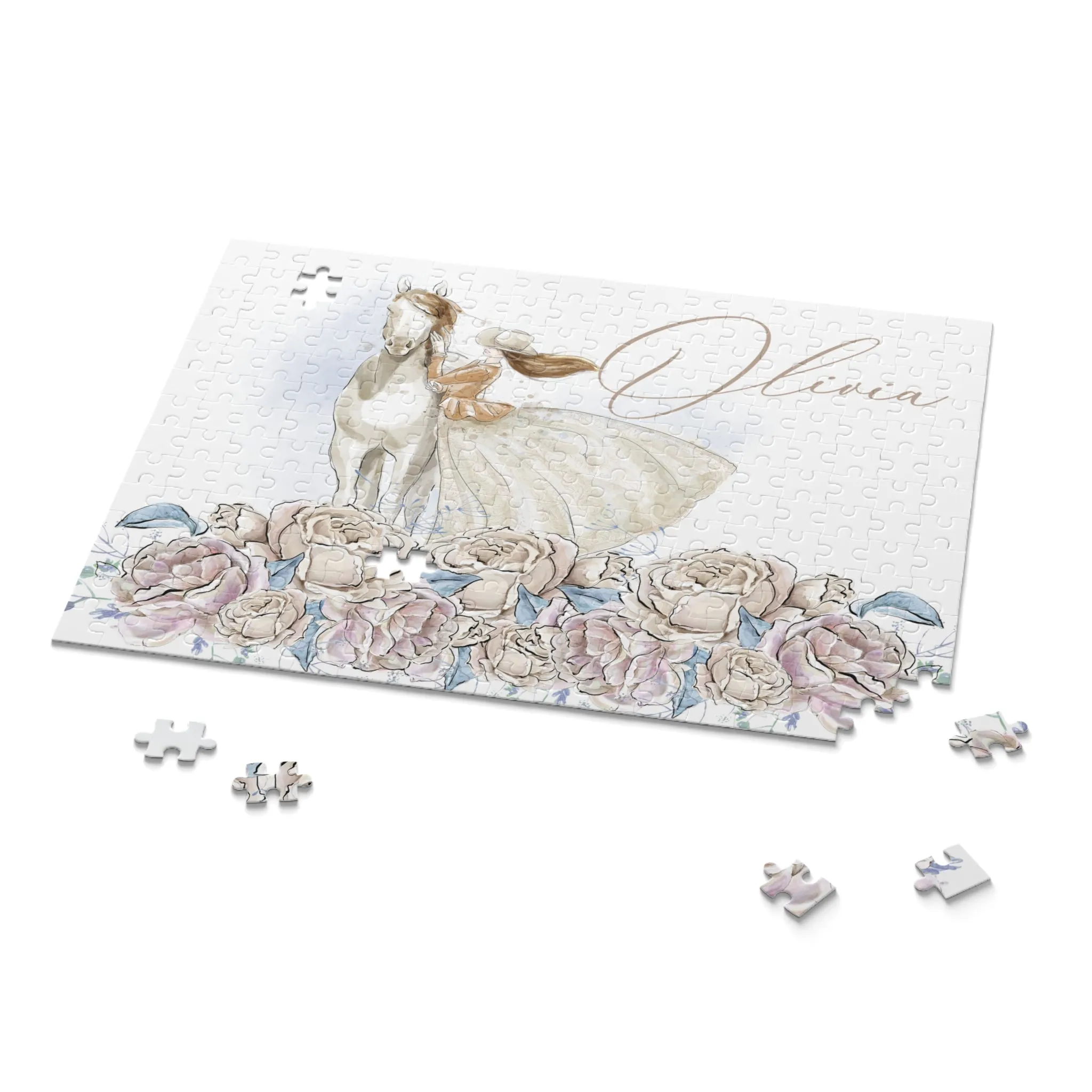 Personalised/Non-Personalised Puzzle, Romance Floral, Horse (120, 252, 500-Piece)