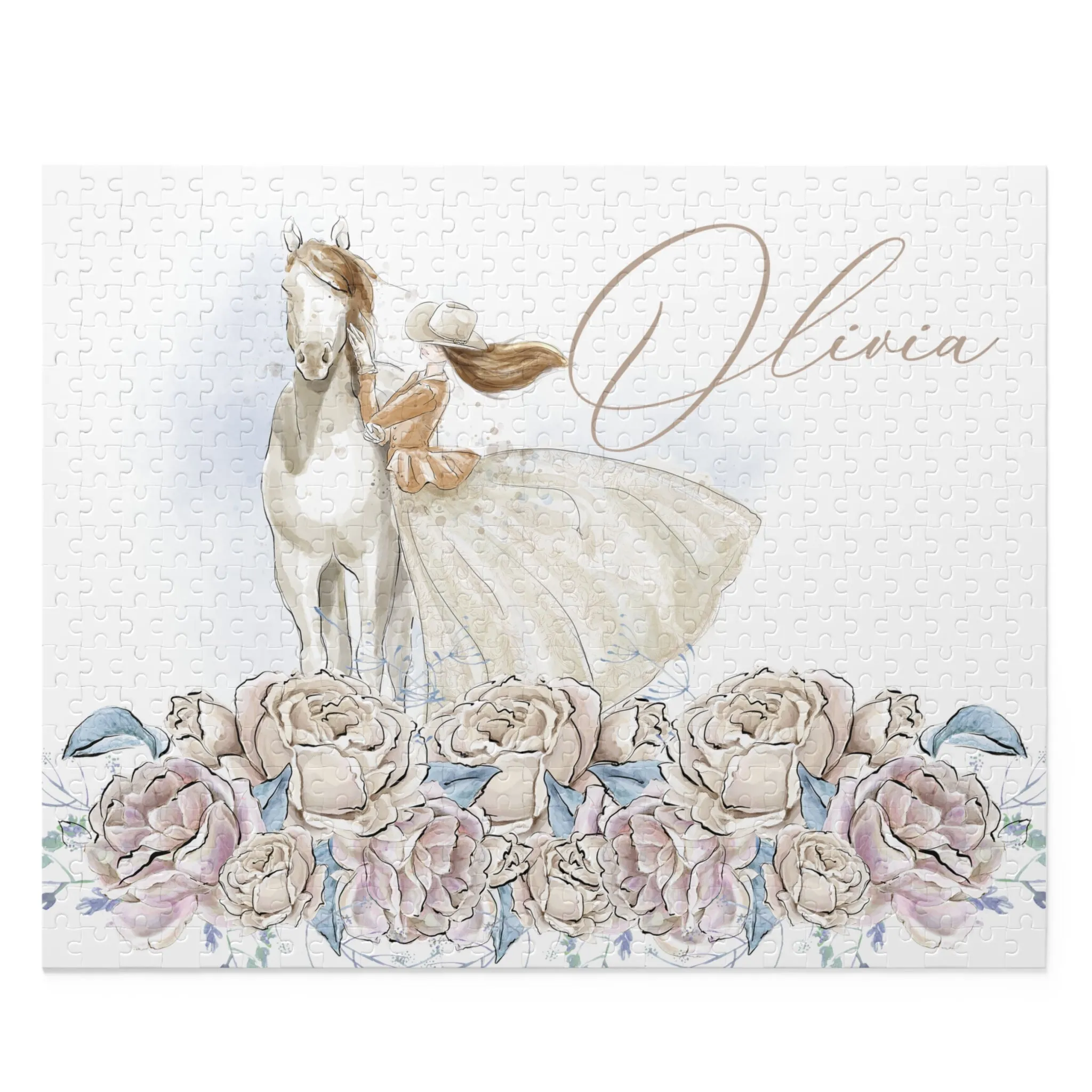 Personalised/Non-Personalised Puzzle, Romance Floral, Horse (120, 252, 500-Piece)