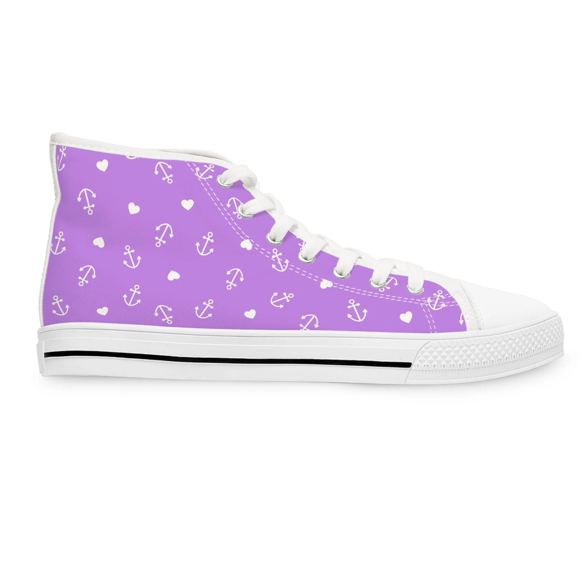 Purple Anchors Women's High Top Sneakers