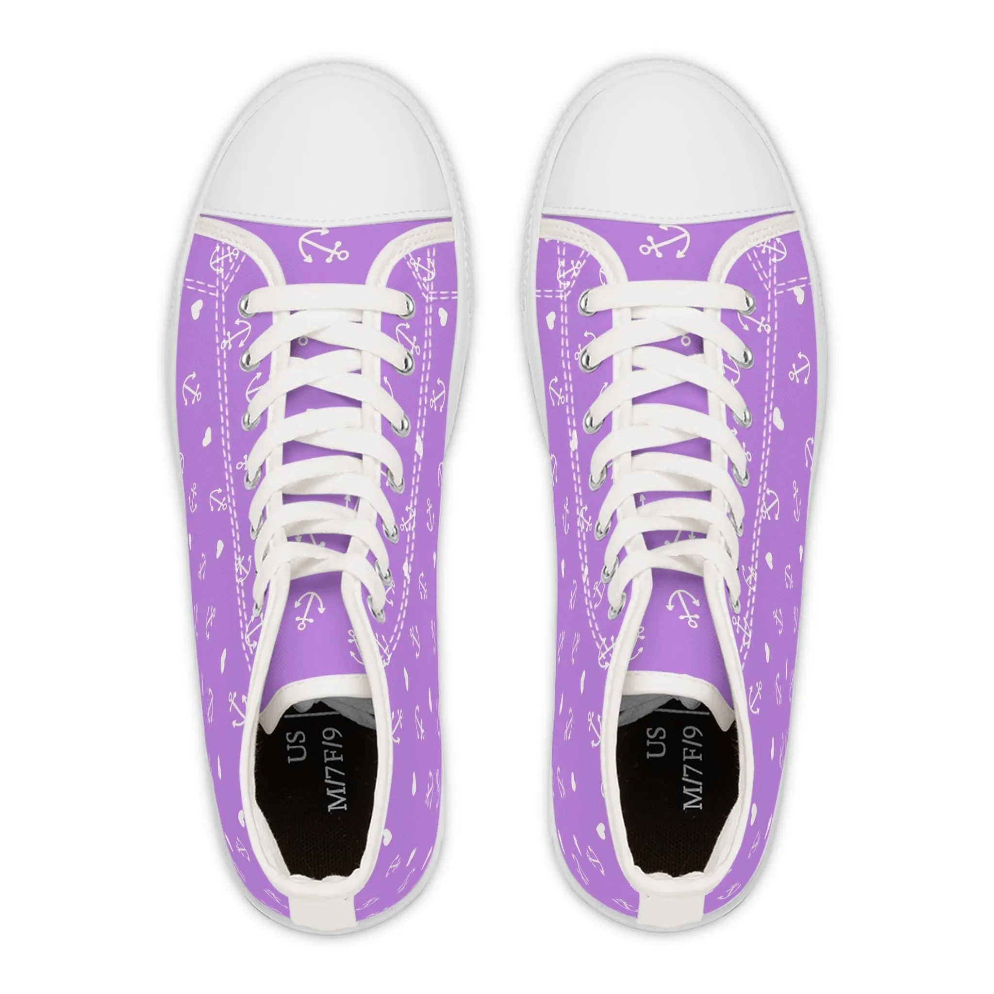 Purple Anchors Women's High Top Sneakers