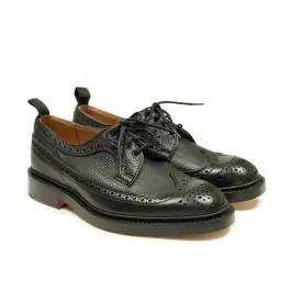 Richard longwing brogue blucher in black Scotch grain calf