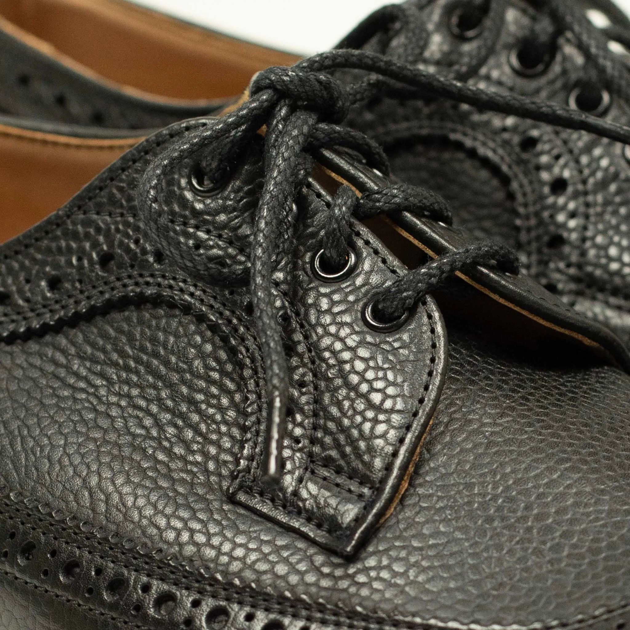 Richard longwing brogue blucher in black Scotch grain calf