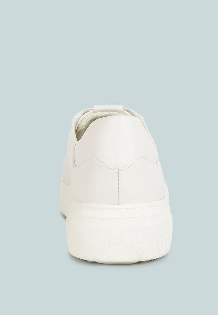 SCHICK  Lace Up Leather Sneakers in White