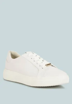 SCHICK  Lace Up Leather Sneakers in White