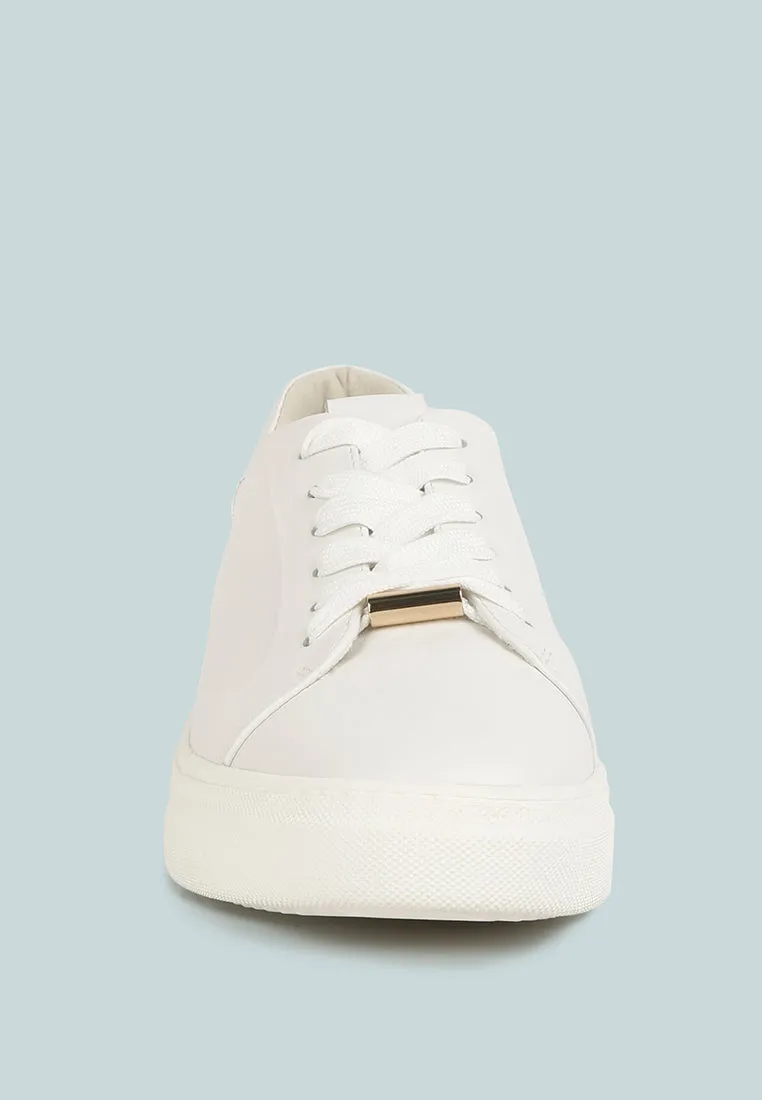 SCHICK  Lace Up Leather Sneakers in White