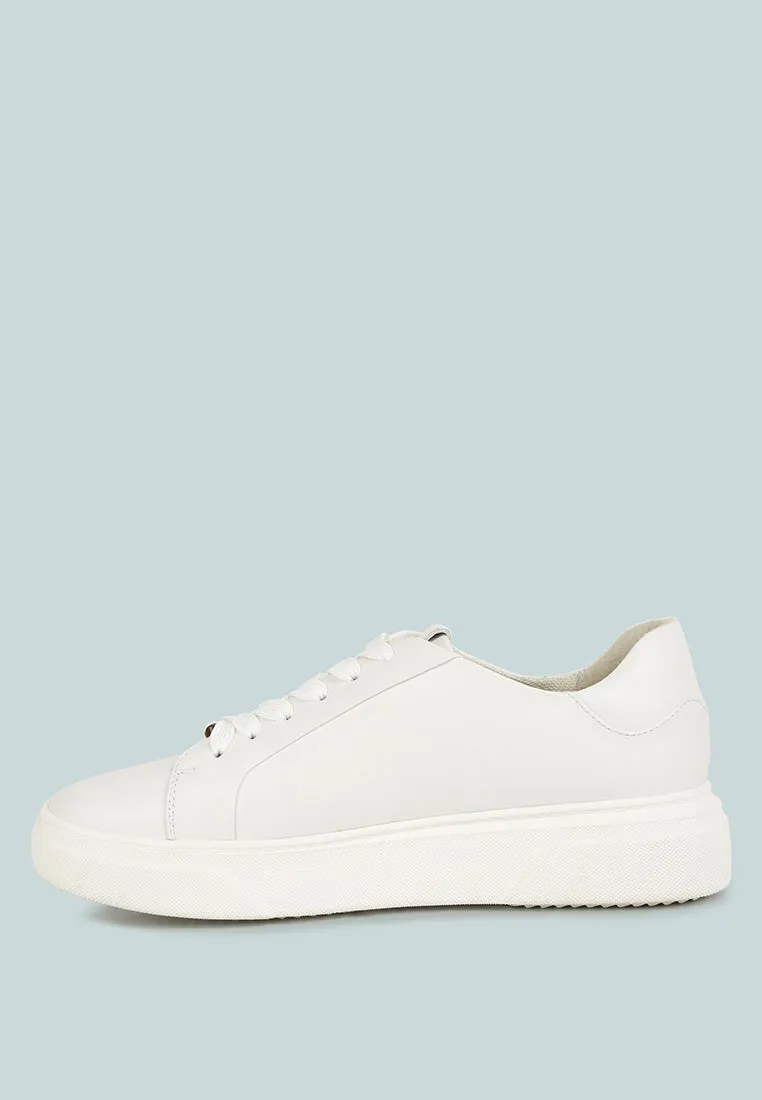 SCHICK  Lace Up Leather Sneakers in White