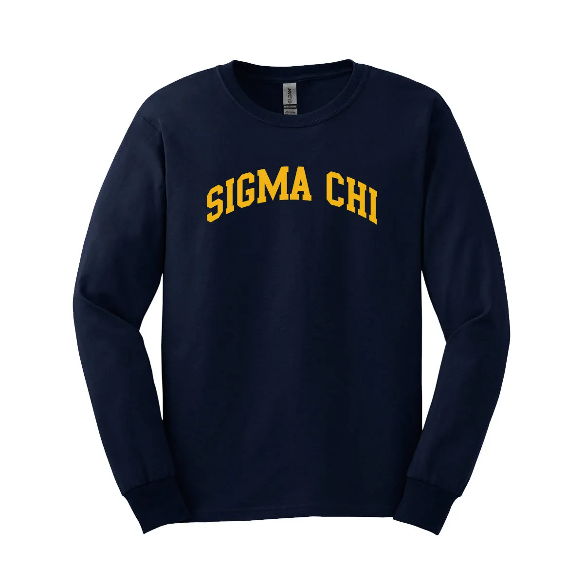 Sigma Chi Navy Long Sleeve Tee with Sewn On Letters