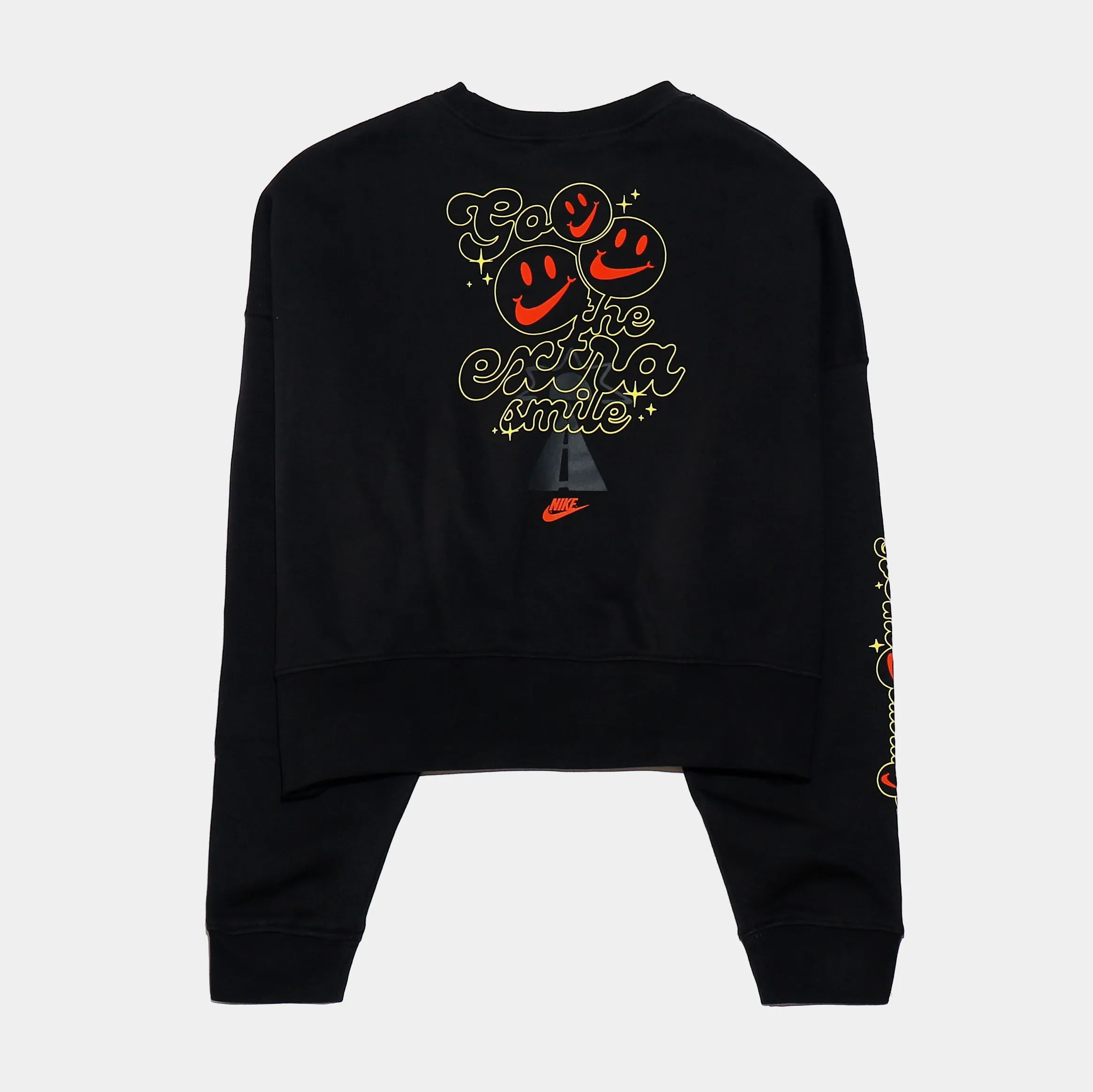 Smiley Fleece Womens Crew (Black)