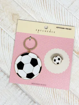 Soccer Enamel Keychain & Pin Set