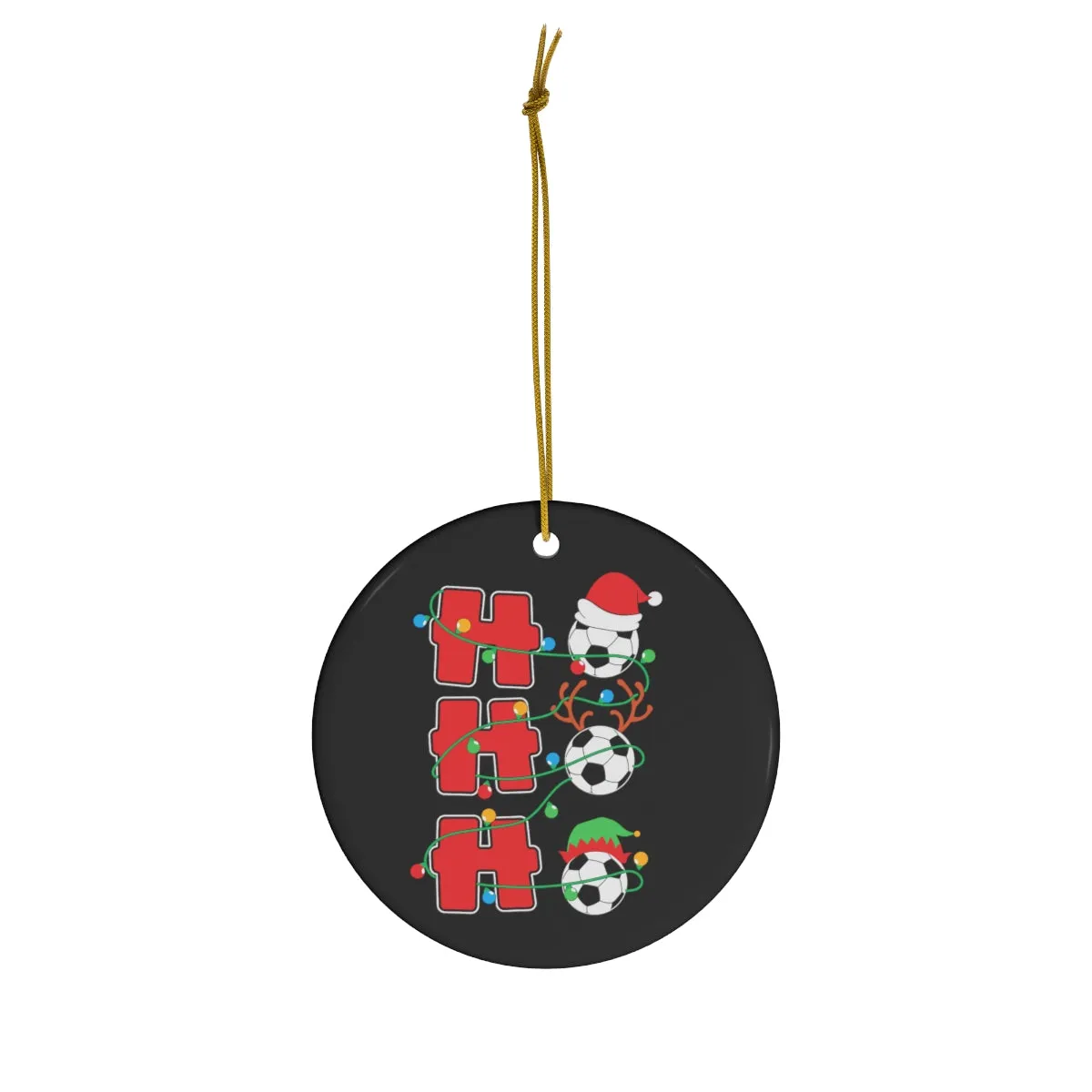 Soccer Ho Ho Ho Christmas Ornament